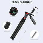 NEEWER Mini Flexible Tripod for iPhone & Camera with Remote/Handle/Phone Holder/Action Camera Adapter, Portable Pocket Desk Tripod for Travel Vlogging Compatible with iPhone GoPro Samsung, TP36