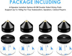 4Pcs Speaker Isolation Spikes Floor Protectors Shockproof Speaker Isolation Spikes with Base Pad for Speaker,Subwoofer,Amplifier,Turntable,Recorder CD DAC with 3m Adhesive (Black)