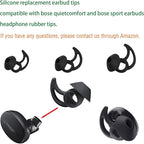 Earbud Replacement Tips Silicone Earbud Tips Ear Bud Covers Compatible with Bose Quietcomfort and Sport Headphone Ear Tips 3 Pairs S M L Black