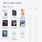 5FT USB C to USB C Woven Cable for iPhone 15/16/17, 16 Pro Max, 16 Plus, 16E, 17Air Car Carplay Charger Cord, AirPods 4, AirPods Pro (2nd/3rd Gen) Fast Charging Cable, iPad Pro/ iPad Air Charger Cable