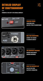 A-Series Professional Mixer for Recording DJ Stage Karaoke Music Application w/USB Drive for Computer Recording Input, XLR Microphone Jack, 48V Power, RCA Output for Professional (10-Channel)