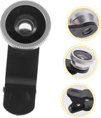 Portable Cell Phone Camera Lens Super Wide Angle Lens Macro Lens Fisheye Lens Clip on 3 in 1 Mobile Phone Lens Compatible for iPhone 6S/7/8/X (Silver)
