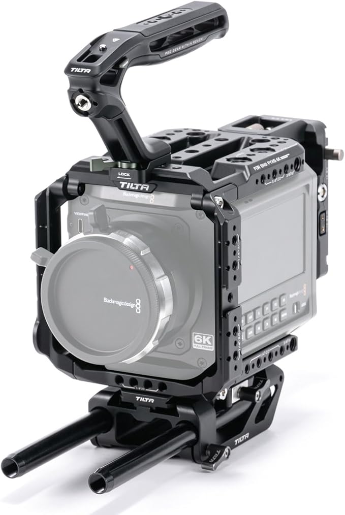 Tilta Camera Cage Pro Kit Gold Mount Compatible with Blackmagic Pyxis 6K/12K | Includes Full Cage, Top Handle, Gold Mount Battery Plate, Side Plate, Bottom Plate, 15mm Baseplate w/Rods, and Mini Tool