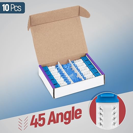 Everest 45° Angled RJ45 Cat5e Keystone Jacks 10-Pack in Blue - Slim Profile Female RJ45 Connectors - Cat 5e Keystone Jack - Compatible with 45° Angled Speed Termination Tool - 45Term (B0BL3GS7ZY)