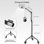 LUXSURE Ring Light Tripod for iPhone, Overhead Camera Mount with Casters,LED Ring Light with Stand and Phone Holder,Phone Tripod with Light for Video Recording/Live Streaming/Cooking