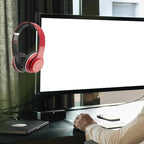 Angoily 20 Pcs Headphone Hook, Self Adhesive Plastic Computer Gaming Headset Hanger, Earphones Headset for PC Monitor Screen Edge, Desk Brackets Wall