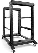 15U Server Rack/4-Post 19in Network Rack/Open Frame Rack with Wheels, Heavy-Duty Frame Cabinet/Adjustable Depth 29.75-27.75in GLOBALRACK(4POST-1000-15U)