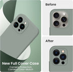 FireNova Designed for iPhone 15 Pro Case, Silicone Upgraded [Camera Protection] Phone Case with [2 Screen Protectors], Soft Anti-Scratch Microfiber Lining Inside, 6.1 inch, Calke Green