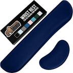 GORILLA GRIP Silky Gel Memory Foam Wrist Rest for Computer Keyboard, Mouse, Ergonomic Design for Typing Pain Relief, Desk Pads Support Hand and Arm, Mousepad Rests, Stain Resistant, 2 Piece Pad, Navy