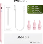 Pen for iPad 2018-2025, HATOKU 15 Mins Fast Charging Pencil 1st Gen with Tilt & Palm Rejection Compatible with iPad Air 3/4/5/M2/M3, iPad mini 5/6, iPad 6/7/8/9/10/11, iPad Pro 11"/12.9"/M4 (Pink)