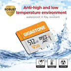 GIGASTONE 512GB Micro SD Card 4-Pack, A1 V30 4K Video Recording, Surveillance, Security Camera, Action Camera, Drone, 100MB/s MicroSDXC Memory Card UHS-I Class 10