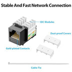 iwillink 10Gbps Cat6 Ethernet Coupler - 90-Degree Keystone Jack Adapter (Black) 10-Pack