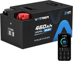 12.8V 460Ah Low Temp Cutoff LiFePO4 RV Battery, APP Monitoring, Built-in 300A BMS, Max. 3840W Load Power, 5880Wh Usable Energy, VATRER POWER 5000+ Cycles Lithium Battery, Perfect for RV, Motorhomes