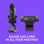 Logitech C920x HD Pro Webcam, Full HD 1080p/30fps - Black w/Blue Yeti USB Microphone - Blackout