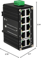 Mini Industrial Switch 10 Ports Gigabit Switch Hardened 10 Port RJ45 10/100/1000Mbps Ethernet Switch Din Rail Mount Outdoor Ethernet Switch, Unmanaged Network Switch (-40 to 176°F) with 12-48V DC