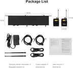 UHF Dual Wireless in-Ear Monitor System with Earphone, Metal Wireless IEM System, Sturdy Bodypack Receiver, 80 Adjustable Frequencies,164ft Range, Ideal for Stage & Studio (2 Bodypack)