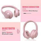 KVIDIO Bluetooth Headphones Over Ear, 65 Hours Playtime Wireless Headphones with Microphone, Foldable Lightweight Headset with Bass and Stereo Sound Low Latency for Travel Work Cellphone