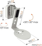 Vogel's SWM 4111 Speaker Wall Bracket for Sonos ERA 100, Max. 11 lbs (5 kg), Tiltable -30º/+30º, Swivels up to 70º (Left/Right), White, 1 Bracket