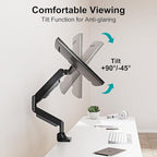 MOUNT PRO Single Monitor Mount for Max 43 Inch Ultrawide Computer Screen, Premium Aluminum Heavy Duty Monitor Arm Holds 6.6lbs to 33lbs, Gas Spring Full Motion Display Desk Stand, VESA Mount
