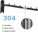 Clothing Racks for Hanging Clothes, Garment Racks Wall Mounted Clothes Bar-Hanger Holder Hooks Heavy Duty Folding Drying Rack Space Saving Clothing Hanging System Closet Storage Organizer