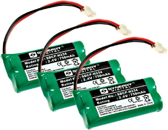 Synergy Digital Cordless Phone Batteries, Compatiblewith Att EL52303 Cordless Phone, (Ni-MH, 2.4V, 750 mAh) Ultra Hi-Capacity, Combo-Pack Includes: 3 x SDCP-H334 Batteries