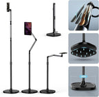 TELESIN° Magnetic Phone Tablet Floor Stand, Aluminum Alloy Phone Holder Stand for Video Recording, Overhead Bed/Sofa Phone Mount Height Adjustable Ultra Stable Base for Magsafe/iPhone/Android/iPad