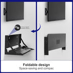 1 Pcs 24 Inch Keyboard Wall Mount Foldable Fits Standard Computer Keyboard Mouse Stand Tray Organizer for Small Offices Apartments, Easy Installation with 4 Screws (Black)