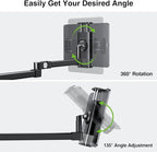 elitehood 28in Long Arm iPad Desk Mount, Heavy Duty Aluminum Tablet Arm Mount for Desk Bed Sofa, Compatible with iPad Pro 13/12.9 Air Mini, iPhone, Portable Monitor and 4.7-13in Tablets