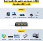 8K HDMI Splitter 1x2 – 1 in 2 Out, 8K@60Hz, 4K@240Hz (DSC), HDCP 2.3, 48Gbps, EDID, Auto Downscaling, Duplicate/Mirror Screens, Compatible with Dual Monitors, TV, PS5, Amplifier
