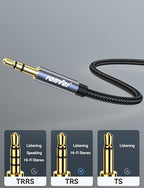 FONVOi15FT 3.5mm Aux Jack Audio Extension Cable,Male to Female,TRS Headphone Extension Cable Compatible with Heaphone, MP3 Players iPhone iPad Tablets Media Player