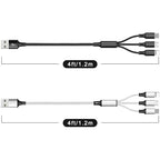 Multi USB Charging Cable 3A, (2Pack 6.6FT)3 in 1 Fast Charger Cord Connector with Dual Phone/Type C/Micro USB Port Adapter, Compatible with Tablets Phone 12 11 Pro 8 7 6 Samsung Galaxy(Charging Only)
