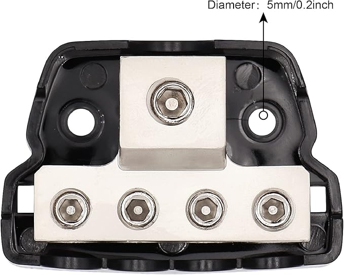 4 Way Power Distribution Block 1x 0/2/4 Gauge in 4X 4/8/10 Gauge Out Nickel Plated Car Audio Splitter Amp Distribution Connecting Block,2Pcs