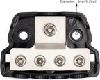 4 Way Power Distribution Block 1x 0/2/4 Gauge in 4X 4/8/10 Gauge Out Nickel Plated Car Audio Splitter Amp Distribution Connecting Block,2Pcs