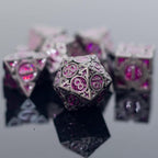 Purple Black Nickel Finish Heavy Metal DND Dice Set (Warlock) with A Metal Box, Sharp Edge Zinc Alloy D&D Accessories, D4-D20, Designed for Dungeons & Dragons Master, RPG Player, Starter