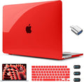 CISSOOK Compatible with MacBook Air 13.6 inch Case A3240 A3113 A2681 2025 2024 2022 Released, Plastic Hard Shell Case with Keyboard Cover USB Adapter for MacBook Air 13 M2 M3 M4, Crystal Red