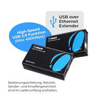OREI USB Over Cat5e/6 Extender Upto 165 Feet - Extends USB 2.0 Signal Over LAN Ethernet with 2 Ports - Power Over Cable for Long Distance Extension Supports All Operating System (USB-EX165-K)