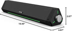 BLUEDEE Computer Speakers, Bluetooth Soundbar, HiFi Stereo, 3.5mm Aux-in Connection, USB Powered Speakers for Desktop Monitor, PC, Laptop, Tablets