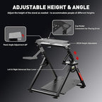 GTPLAYER Sim Racing Wheel Stand Simulator Cockpit Wheel Stand fit for Logitech G25 G27 G29 G920 G923 Thrustmaster T330TS Gaming Stand Wheel Pedals NOT Included, Deep Black With Cup Holder