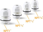 XHF 25 Pcs 3/8" IP68 Strain Relief Nylon Cord Grip Waterproof NPT Cable Glands Adjustable UL Listed and RoHS Compliant (Grey)