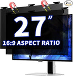 [2 Pack] Magnetic Privacy Screen for 27 Inch Monitor – Removable Anti-Glare Blue Light Filter for 16:9 Widescreen Desktop PC, Matte/Glossy Reversible Eye Protection Film