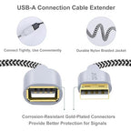 OKRAY White USB Extension Cable, 2-Pack 6FT Nylon Braided USB 2.0 Extension Cable - Type A Male to A Female Extender Cord with Gold-Plated Connector for USB Flash Drive, Keyboard, Printer, Webcam