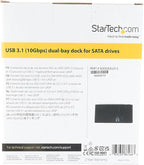 StarTech.com Dual-Bay USB 3.1 to SATA Hard Drive Docking Station, USB 3.1 (10 Gbps), External 2.5/3.5" SATA I/II/III, SSD/HDD Docking Station, Hot-Swap Hard Drive Bay, Top-Loading (SDOCK2U313)