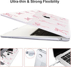 for MacBook Pro 13 Inch Case 2022 M2 2020 2021 A2338 M1 A2251 A2289 with Touch Bar & Touch ID, Pattern Plastic Hard Case Keyboard Cover Screen Protector Webcam Cover Brush, Pink Bowknot