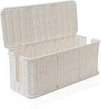 Cable Management Box, Handmade Rattan Cable Organizer, 2 Open Slots Cords Hider Box, Under Desk Cord Organizer for Computer Router USB Hub & Power Strip, Patent Pending, 13" x 5.1" x 5.1", White