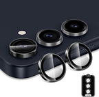 for Samsung Galaxy A16 Camera Lens Protector, Individual Metal Ring Tempered Glass Lens Cover, [Strong Adsorption] Scratch Resistant Ultra-Thin HD Clear Lens Cover, 1 Set-Black Ring