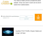 CableCreation USB to RS232 Serial Adapter (FTDI Chipset), USB to RS232 Gold Plated DB9 Serial Converter Cable for Windows 11, 10, 8.1, 8, 7, Vista, XP, 2000, Linux and Mac OS X, macOS, 6.6 Feet/2M