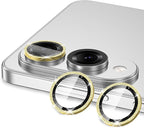for Samsung Galaxy S25 Edge Camera Lens Protector, Individual Metal Ring Tempered Glass Lens Cover, [Strong Adsorption] Scratch Resistant Ultra-Thin HD Clear Lens Cover, 1 Set-Gold Sparkly