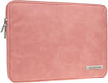 RAINYEAR 15 Inch Laptop Sleeve PU Suede Leather Case Padded Cover Water Resistant Carrying Computer Bag Compatible with 15.4 MacBook Pro/Air, Surface Laptop 3/4 15", New XPS 15 Touch(Coral)