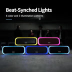 DOSS SoundBox Pro Bluetooth Speaker with 20W Stereo Sound, Active Extra Bass, 20H Playtime, IPX6 Waterproof, TWS Pairing, Multi-Colors Lights, Portable for Hiking, Camping, Beach, Outdoor, Party-Black