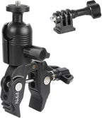 Aluminum Alloy Super Clamp Camera Mount with 360° Ball Head for Bike/Motorcycle Handlebar Pole Tripod Rod 0.5-2.0" Diameter, Compatible with GoPro, Insta360 X5 X4, DJI Osmo Action 5 Pro, Pocket 3